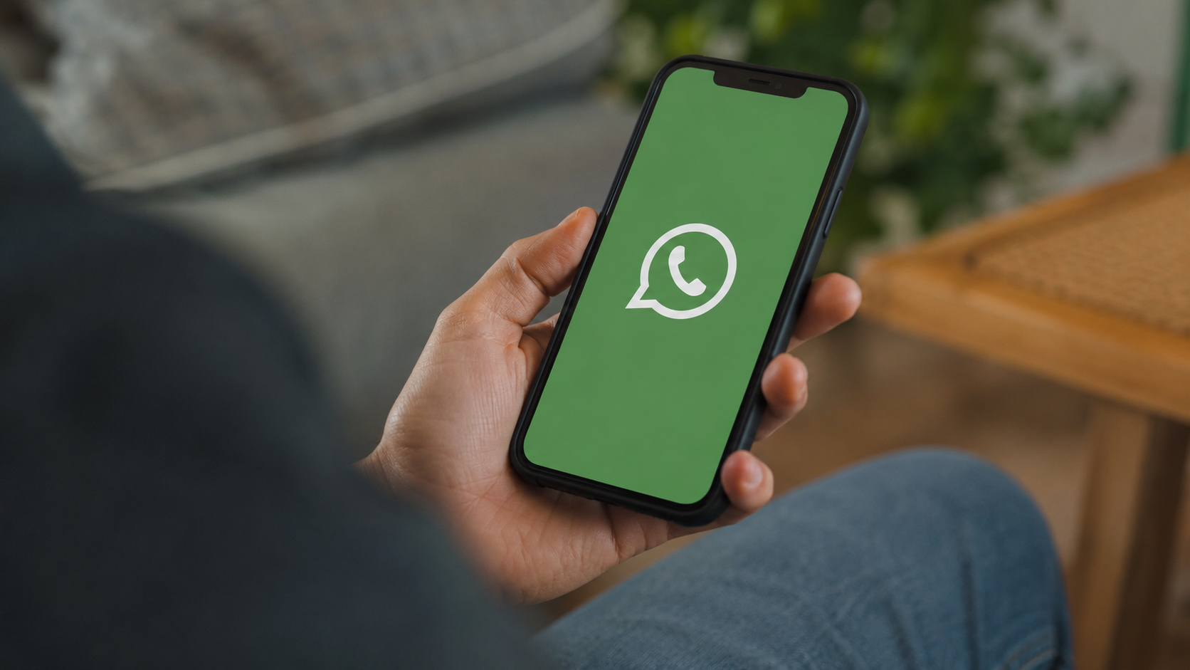 Pessoa segurando um smartphone com o WhatsApp aberto, ilustrando a chegada do recurso de nome de usuário para aumentar a privacidade e facilitar a adição de contatos sem compartilhar o número de telefone.