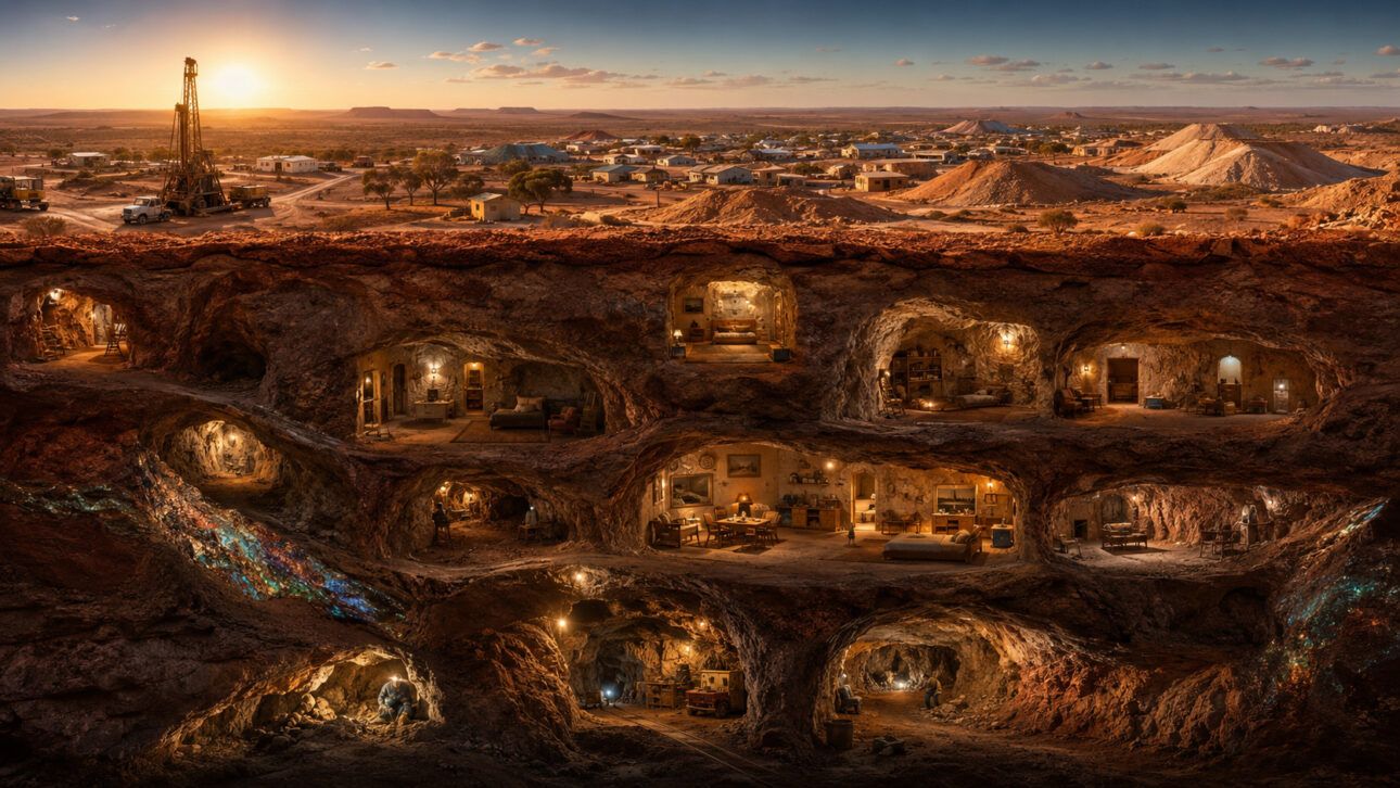 Coober Pedy, na Austrália, tem casas subterrâneas a 23°C