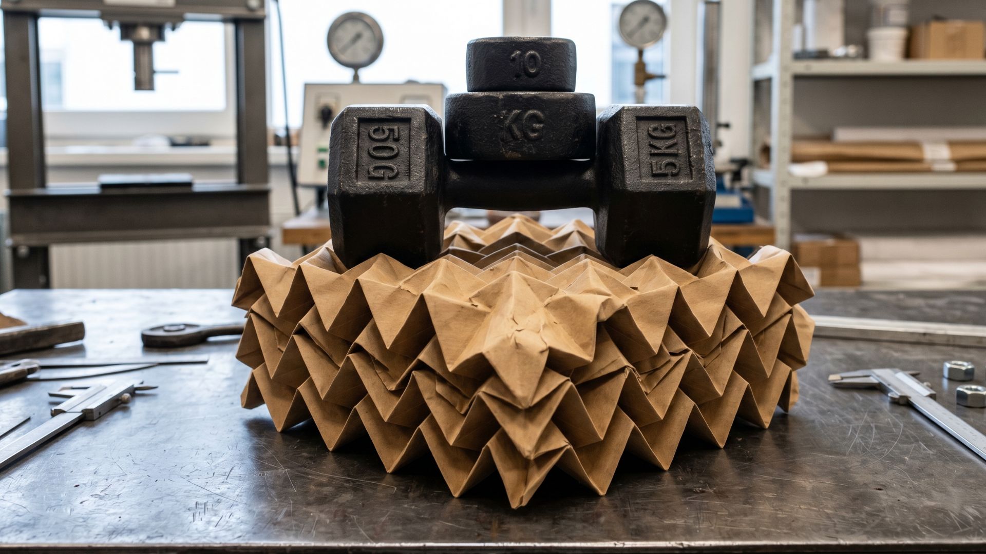 Estudante de 14 anos criou uma estrutura de origami Miura-ori capaz de suportar mais de 10.000 vezes o próprio peso