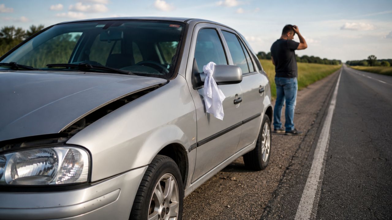 The white cloth on the car can indicate mechanical breakdown, lack of fuel, a call for help, or even participation in a funeral procession. Understand the meaning.