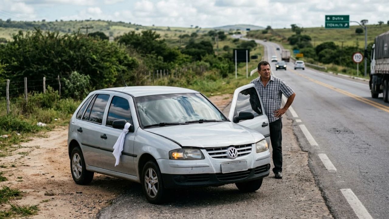 O pano branco no carro pode indicar pane mecânica, falta de combustível, pedido de socorro ou até participação em um cortejo fúnebre. Entenda o significado.