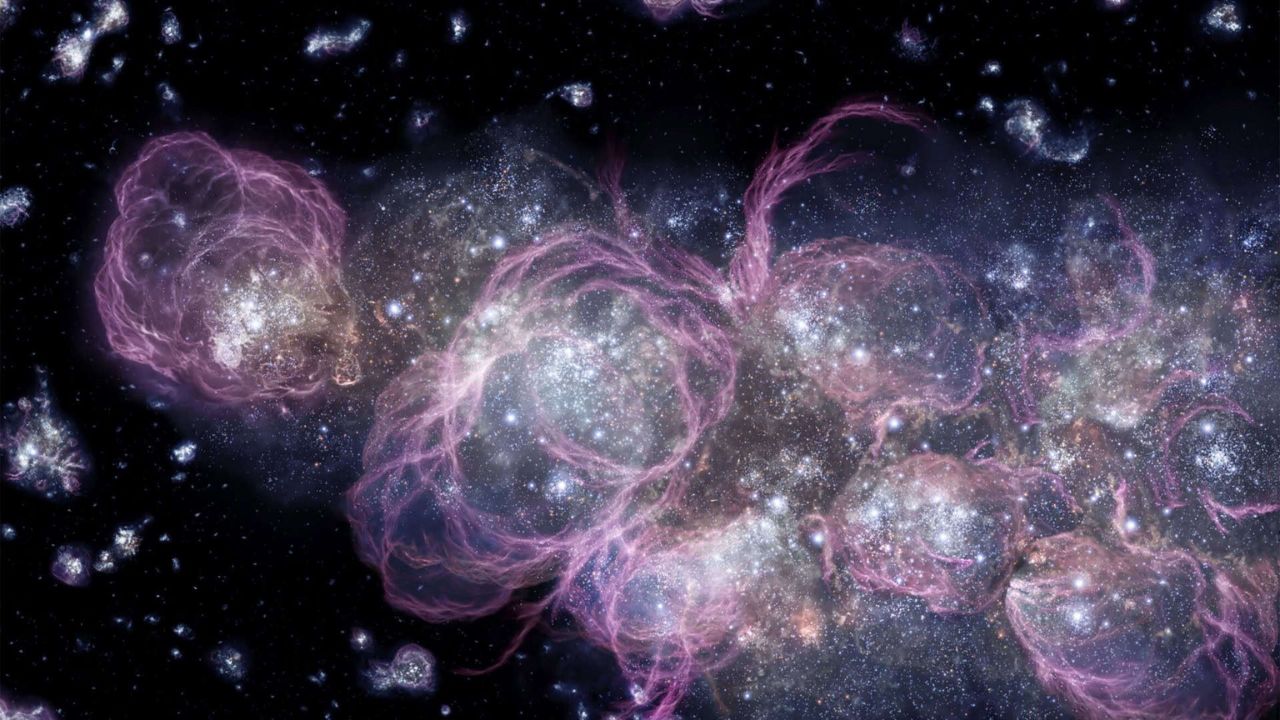 Pesquisadores identificaram gás ligado à formação de estrelas em galáxias observadas menos de 1 bilhão de anos após o Big Bang.