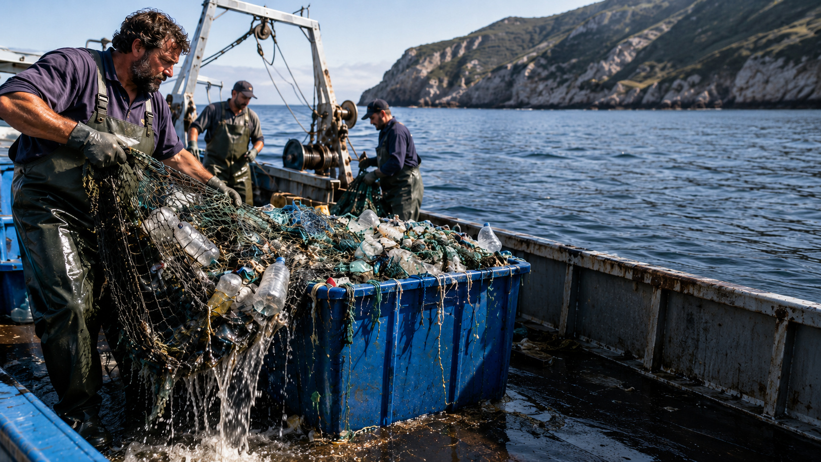 Projeto Upcycling the Oceans reúne quase 5 mil pescadores, já retirou mais de 2.100 toneladas de lixo do mar e transforma resíduos em moda reciclada.