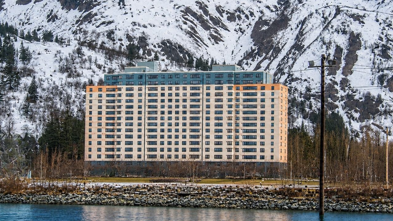 Whittier no Alasca tem 272 habitantes e cerca de 200 vivem no mesmo prédio, que reúne apartamentos, correios, lojas e até uma delegacia. (imagem meramente ilustrativa)