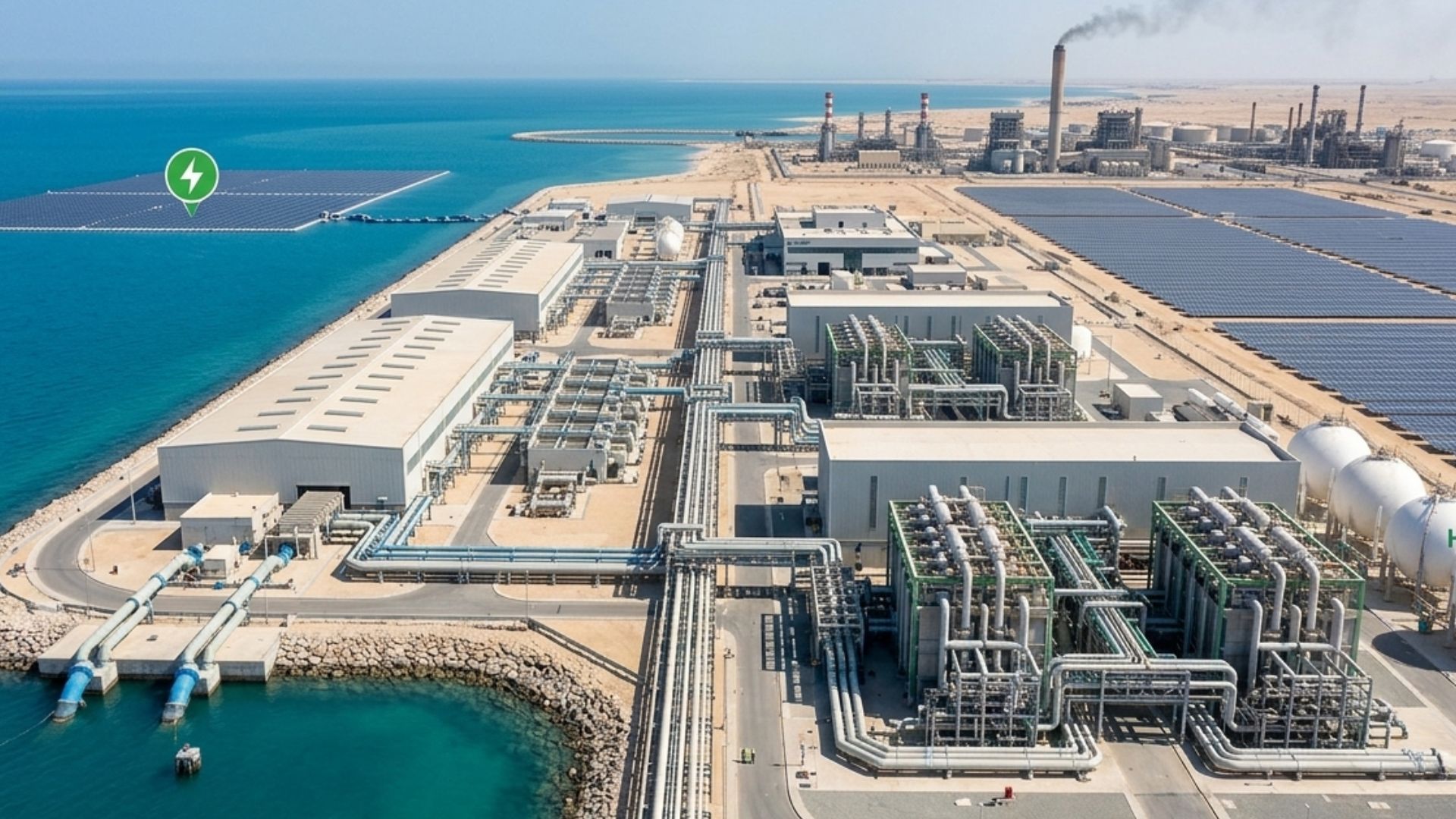Hidrogênio verde promete substituir combustíveis fósseis, mas exige água ultrapurificada e pode transformar a dessalinização em peça central da transição energética no Golfo
