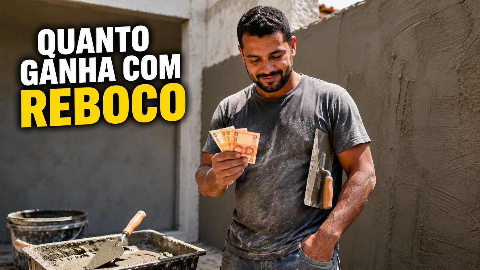 Descubra quanto um pedreiro ganha com o reboco de uma casa em 10 dias de trabalho sozinho.