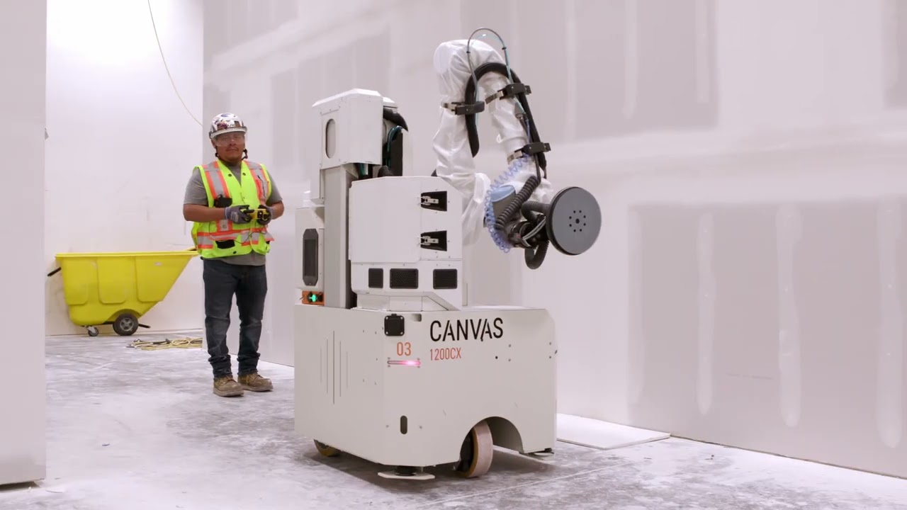 Robô de drywall da Canvas corta em até 60% o tempo de acabamento, reduz esforço físico dos trabalhadores e acelera a automação nos canteiros de obra.