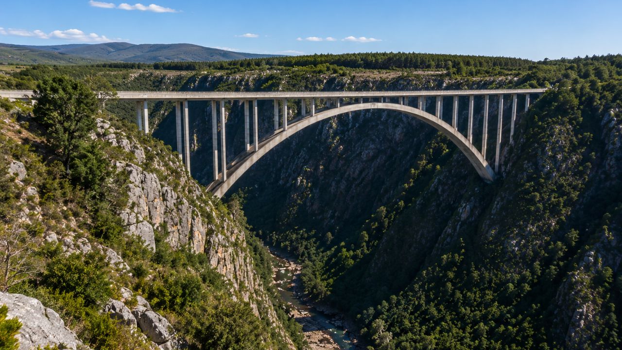 Bloukrans Bridge reúne engenharia, turismo e o famoso salto de bungy jump sobre um desfiladeiro na África do Sul.