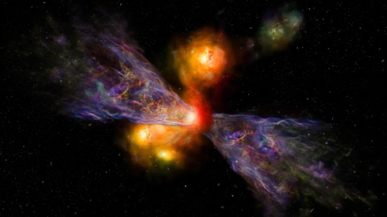 Dados do telescópio James Webb registram um vento galáctico violento que esvazia o gás de sistemas logo após o Big Bang, interrompendo novas estrelas.