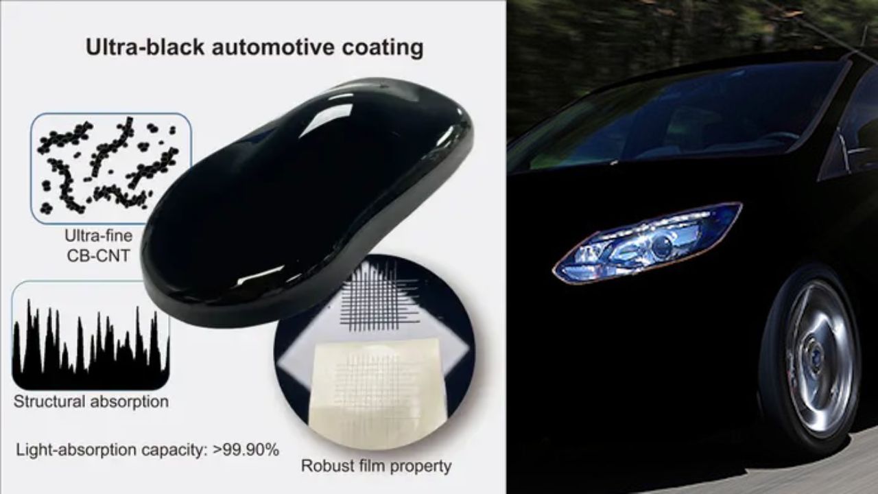 Ultra-black paint for cars created by Nipsea Group absorbs 99.9% of light and makes the body lose shapes and visual depth.
