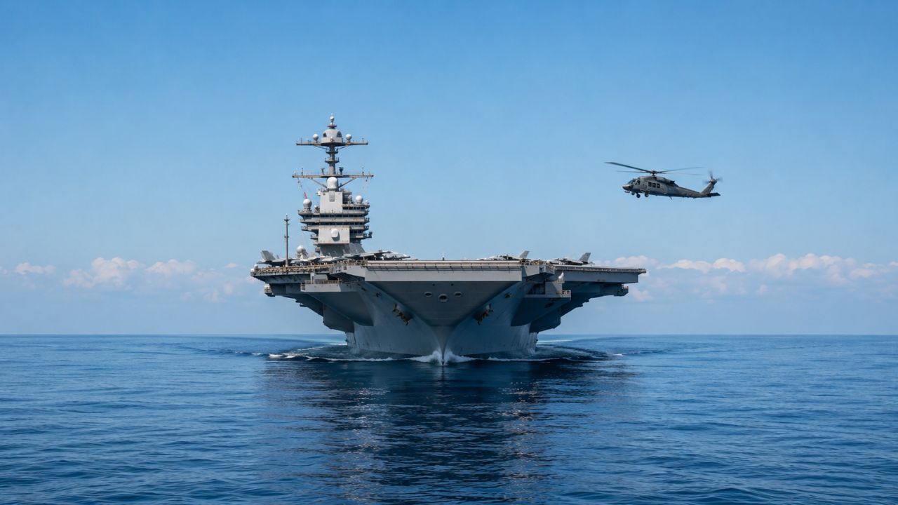 Após quase 11 meses no mar, USS Gerald R. Ford volta aos EUA com desafios técnicos que exigem manutenção urgente.