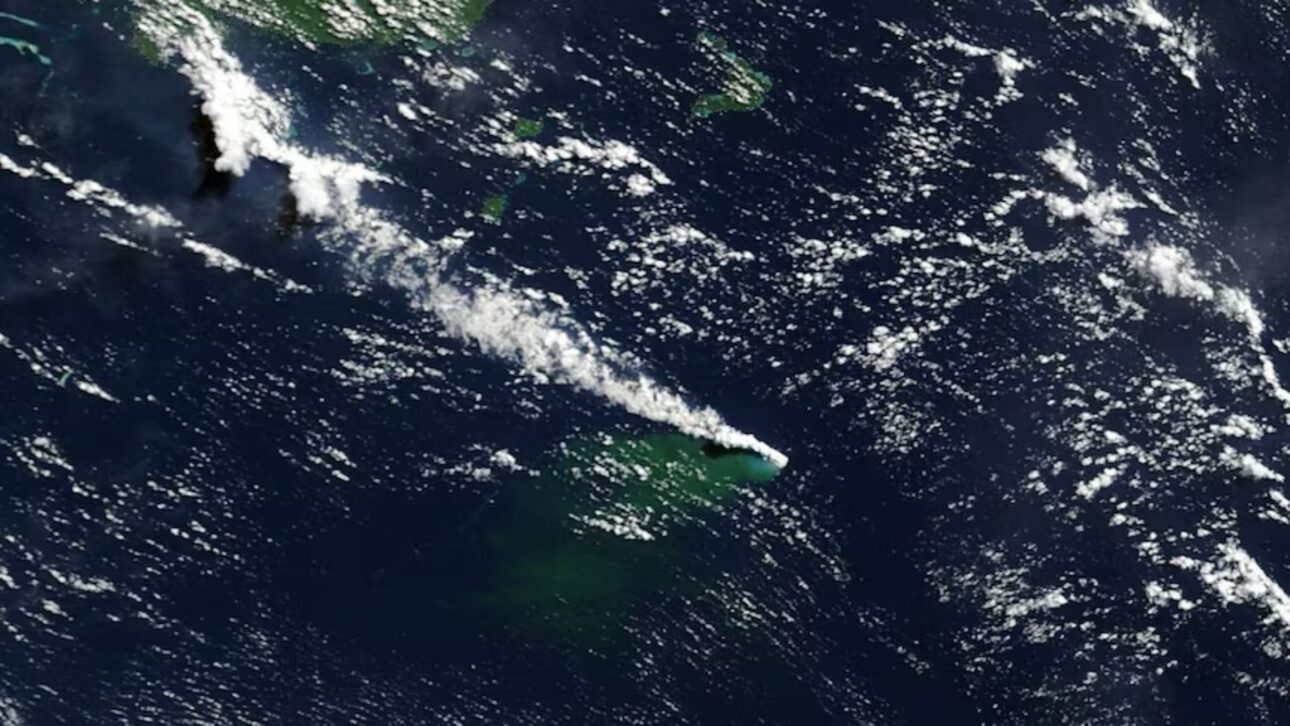 NASA captured by satellite an underwater volcano erupting in the Bismarck Sea and hopes to see if a new island will emerge live in the Pacific.