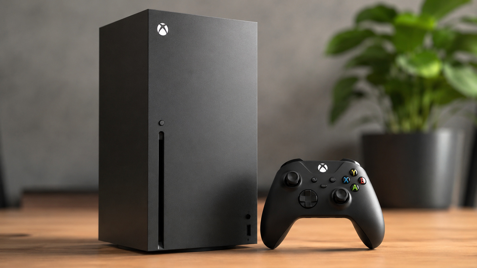Console Xbox Series X ao lado de controle em ambiente moderno, representando o aumento dos preços causado pela alta dos componentes eletrônicos, memória e armazenamento.