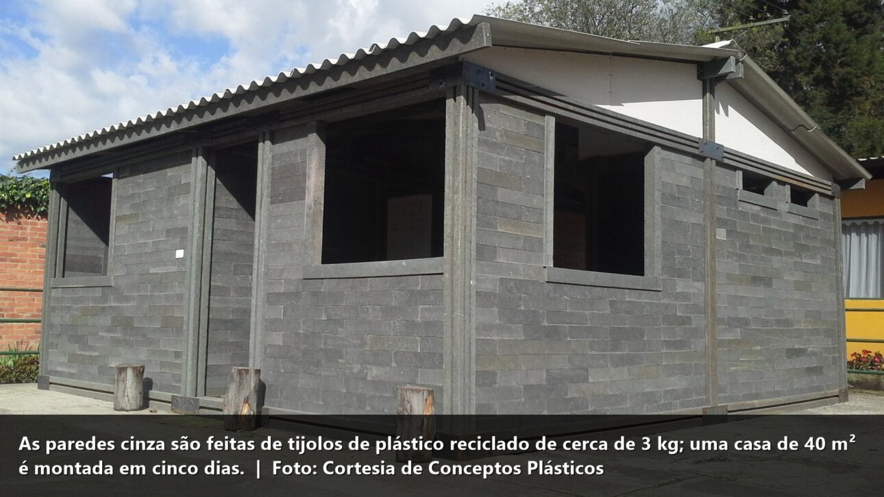 Tijolos de plástico reciclado nas paredes
imagem: Conceptos Plásticos