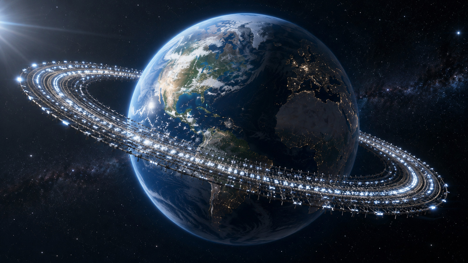 Mais de 1 milhão de satélites podem criar um anel luminoso ao redor da Terra, visível no mundo inteiro e até mais brilhante que a Lua cheia
