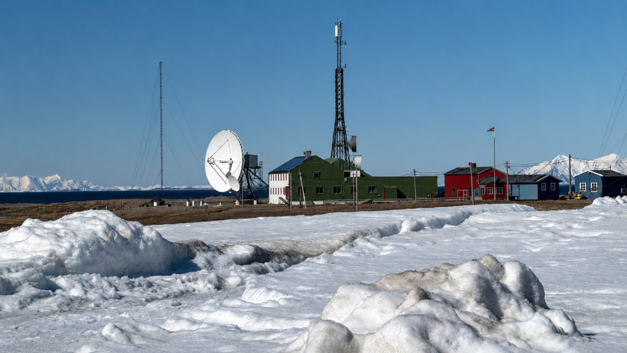 A antiga estação de rádio fica em Svalbard, uma região gelada entre a Europa e o Polo Norte