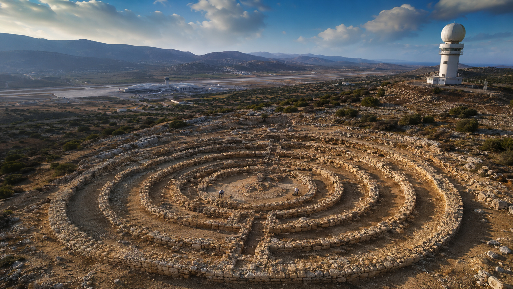A descoberta arqueológica em Creta surgiu no ponto reservado ao radar do aeroporto de Kastelli