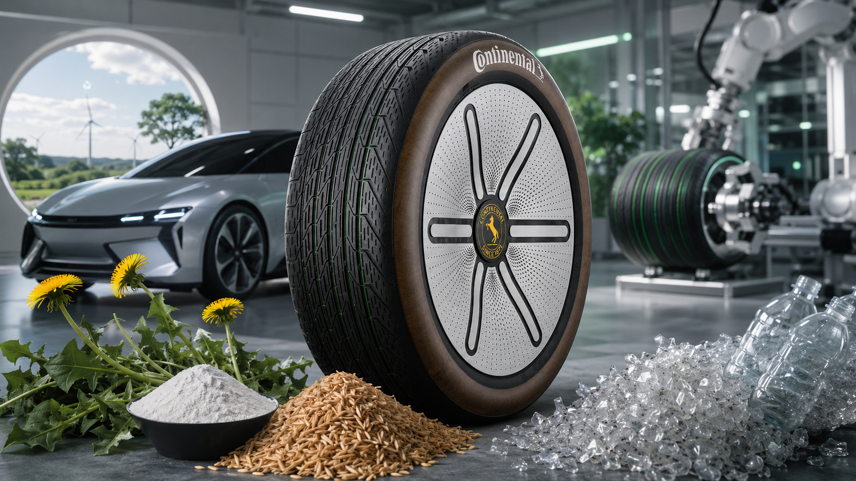 Continental criou o Conti GreenConcept com 35% de materiais renováveis, 17% reciclados, PET reaproveitado e peso até 40% menor.
