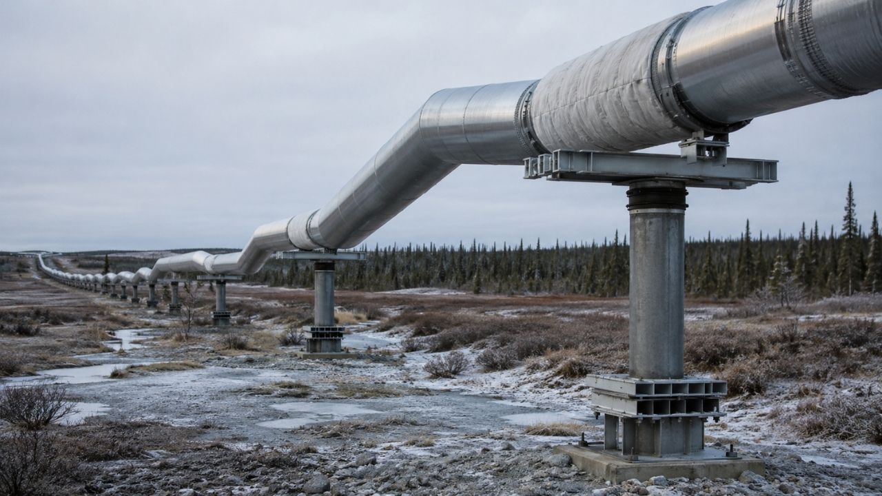 Pipeline in Alaska uses 78,000 metallic supports to protect permafrost from hot oil in extreme engineering.