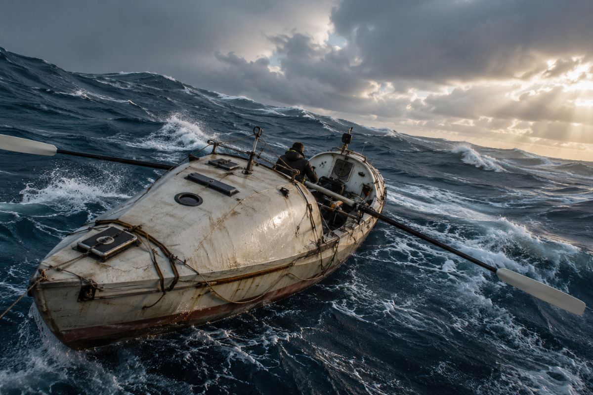 Amyr Klink cruzou o Atlântico Sul num barco a remo em 1984, sozinho, em 100 dias entre tempestades, sem bússola e guiado apenas por um sextante.