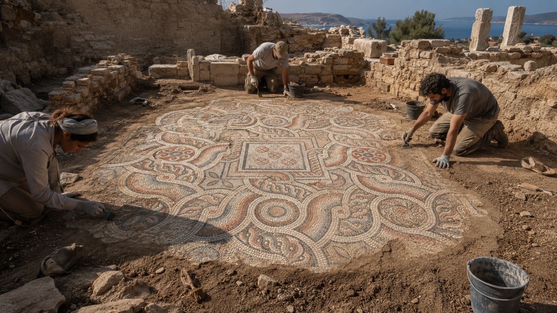 Mosaico bizantino: arqueólogos acharam numa casa de 1.500 anos na Turquia um piso intacto com um recado em grego que manda os invejosos explodirem de inveja