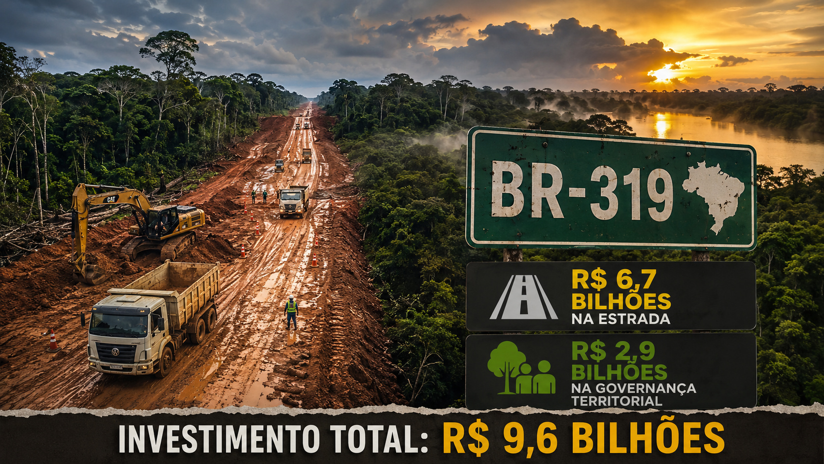 BR-319, a rodovia mais polêmica da Amazônia, receberá investimentos bilionários para R$ 6,7 bilhões na estrada e R$ 2,9 bilhões na governança territorial numa tentativa de destravar um dos projetos mais sensíveis do Brasil