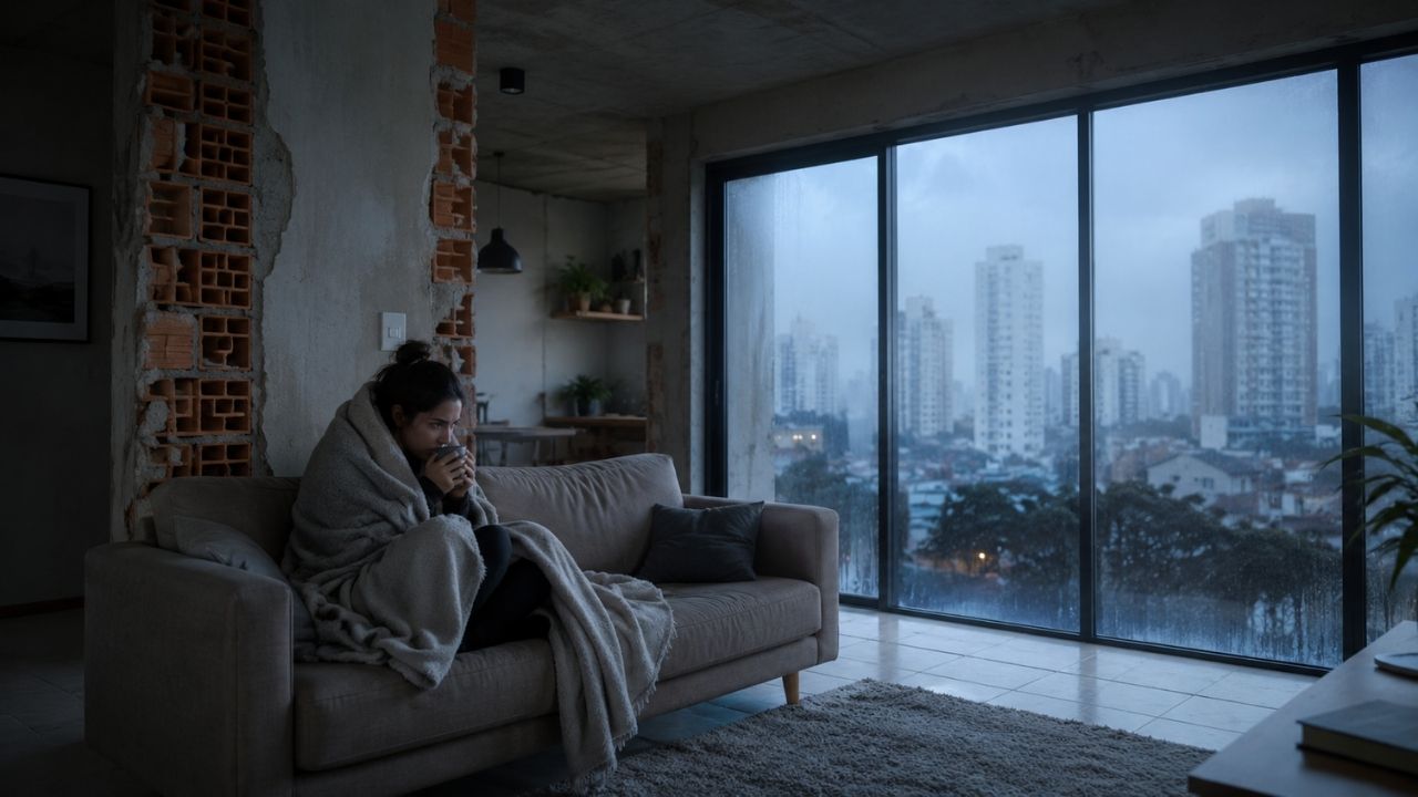 Brasil construiu casas frias para expulsar calor, mas esqueceu o inverno tijolo baiano, concreto, janelas grandes e pouca massa térmica viraram padrão barato nas cidades, deixando moradores