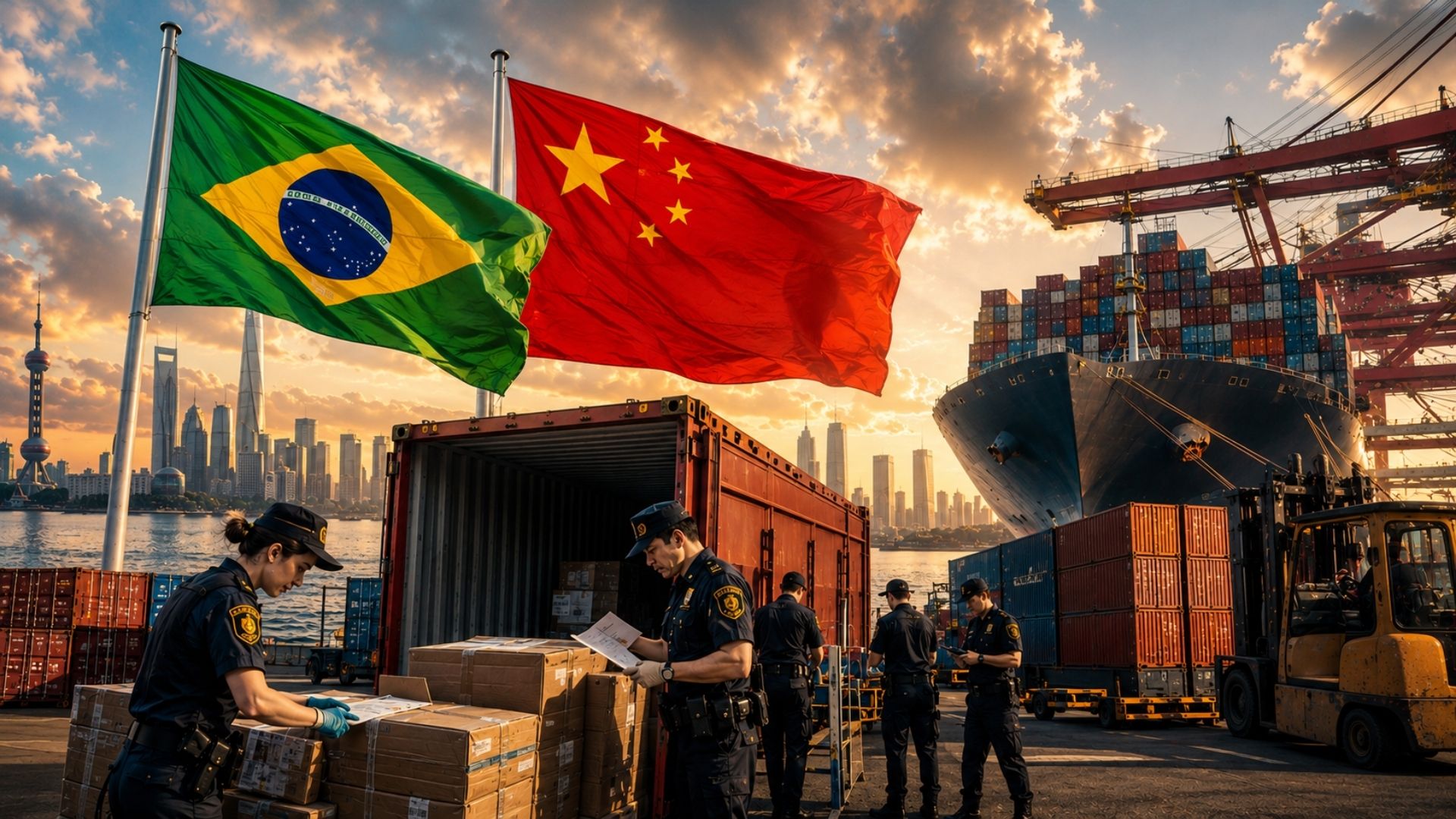 Brasil e China trocam US$ 150 bilhões por ano, e a Receita abriu escritório em Pequim para reduzir a burocracia aduaneira das mercadorias no comércio.