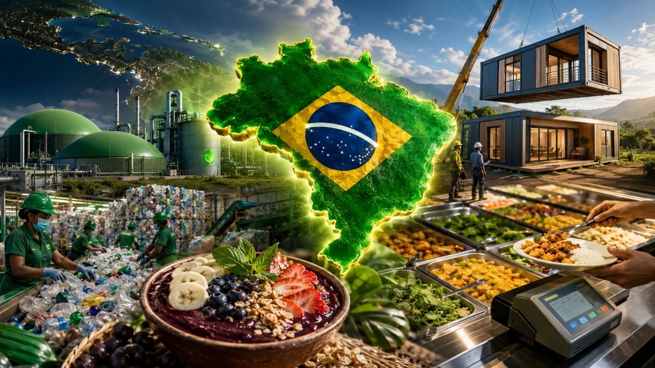 Canal americano aponta 20 negócios que o Brasil profissionalizou antes de quase toda a América Latina açaí, restaurante por quilo, casas modulares, biogás e reciclagem aparecem como