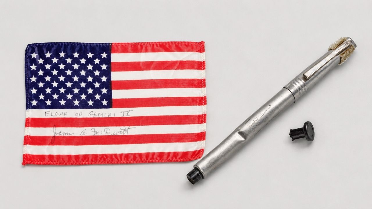 Caneta da Apollo 11 usada por Buzz Aldrin para acionar disjuntor quebrado é leiloada com fragmento por US$ 857,6 mil, 57 anos após solução improvisada ajudar módulo lunar (5)