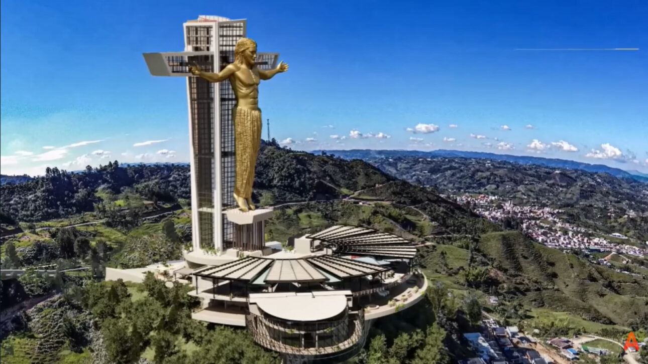Novo “Cristo” de 86 metros começa a sair do papel na Colômbia e será 48 metros mais alto que o Cristo Redentor, com elevador e vista para Guatapé