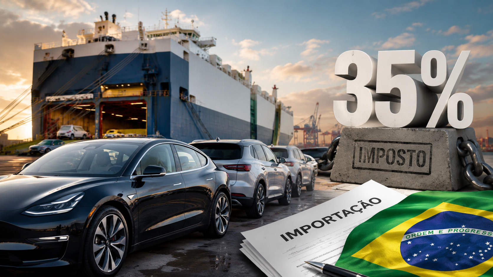 Carros elétricos e híbridos importados passam a recolher 35% de imposto, elevando pressão sobre preços e produção local no Brasil.
