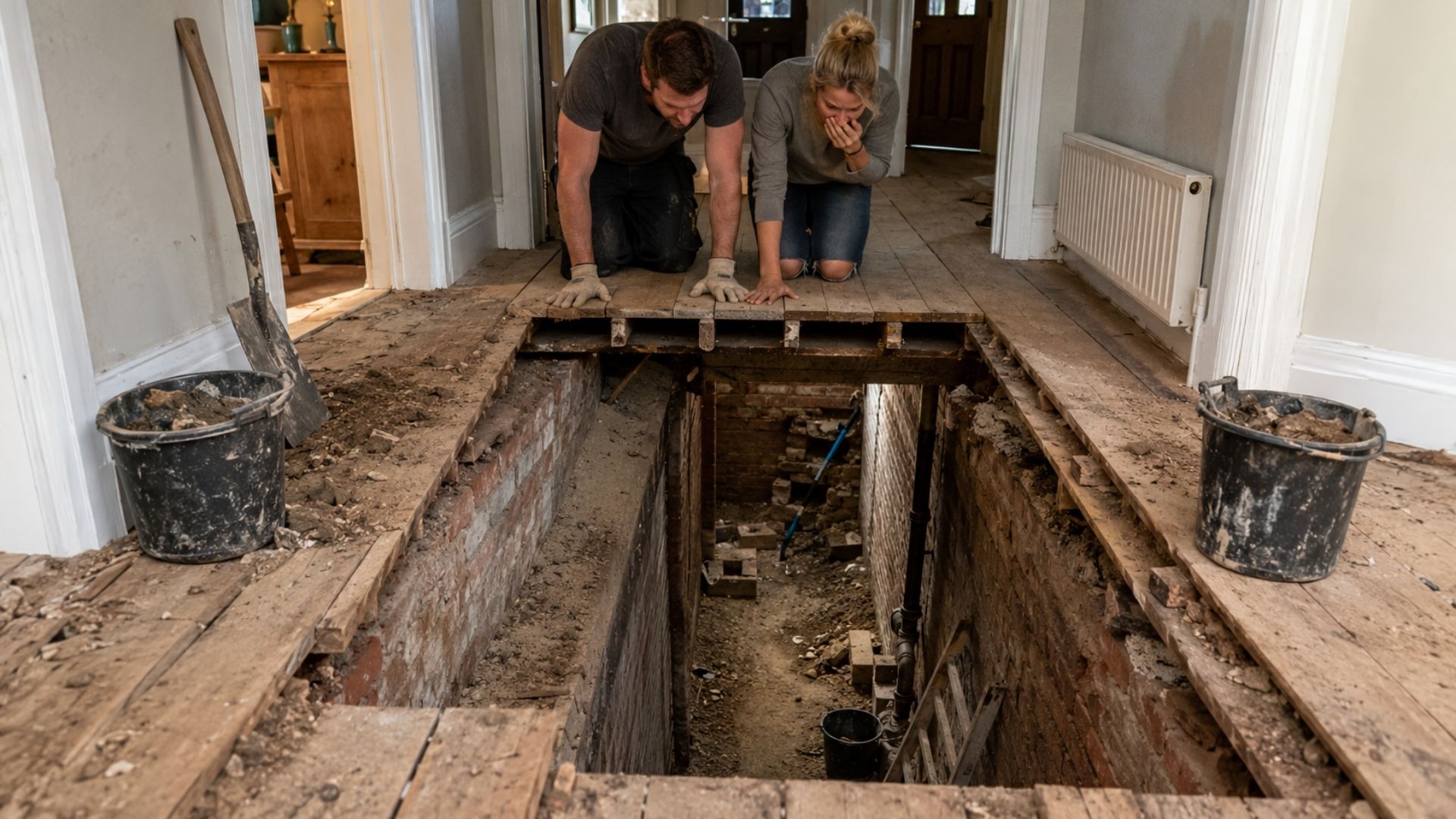Casal britânico levanta as tábuas do corredor da "casa dos sonhos" só atrás de um cano e encontra um andar inteiro escondido sob o piso
