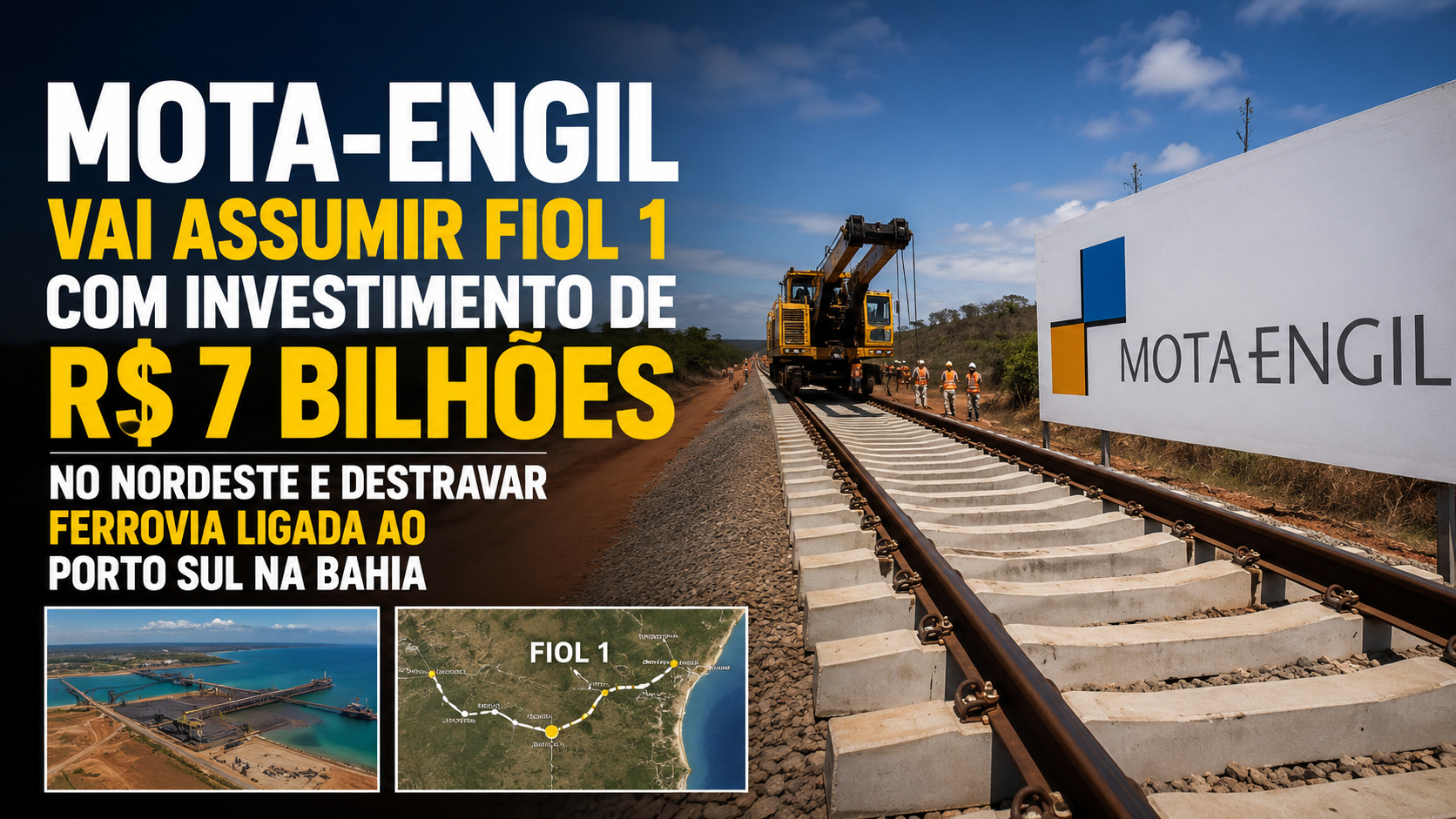 Mota-Engil aguarda aval da ANTT para assumir Fiol 1 com investimento de R$ 7 bilhões no Nordeste e destravar ferrovia ligada ao Porto Sul na Bahia