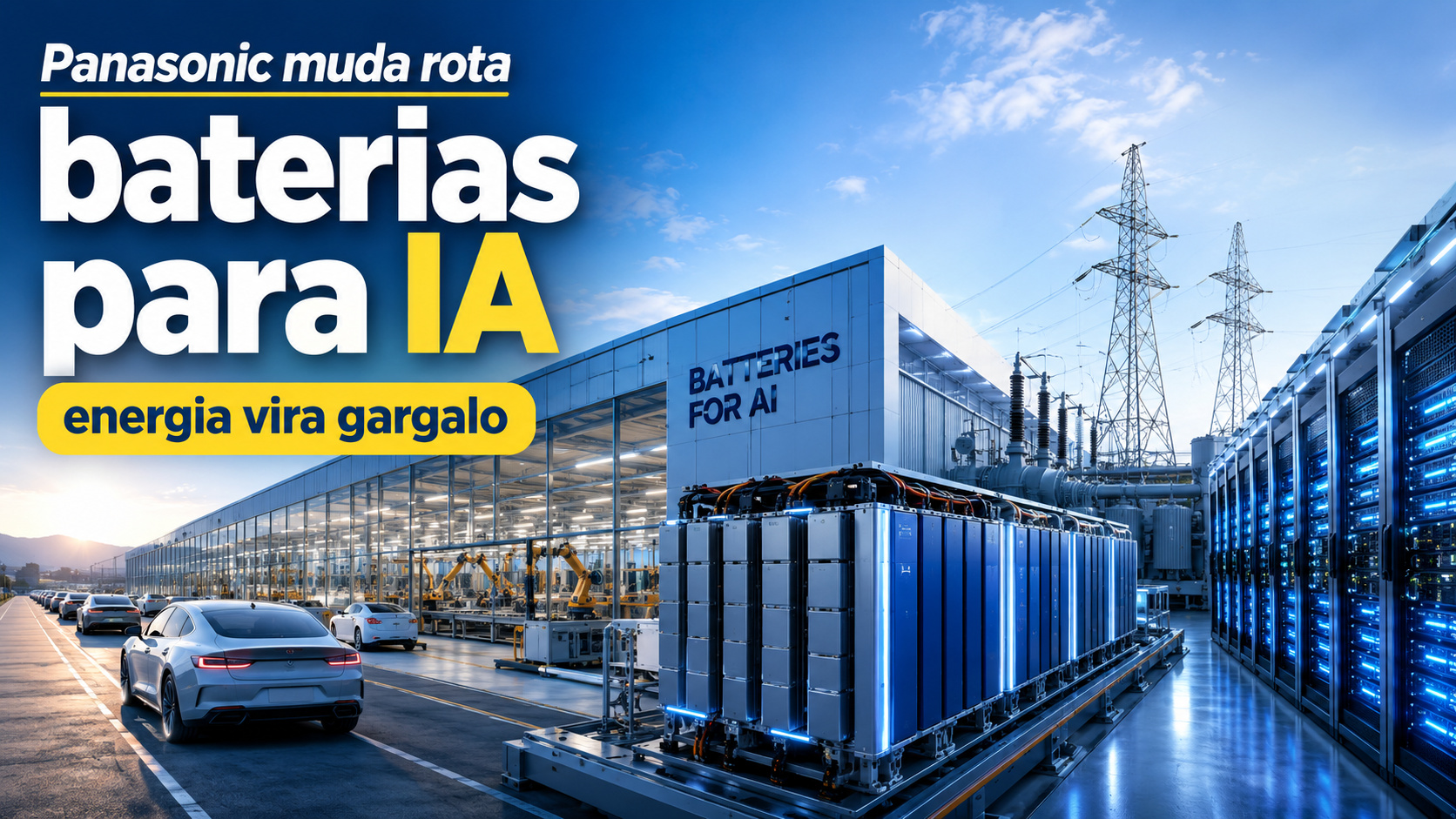 Panasonic muda rota nos EUA, reduz dependência dos carros elétricos e aposta em baterias para data centers de IA enquanto energia vira novo gargalo global puxado pela demanda explosiva da inteligência artificial