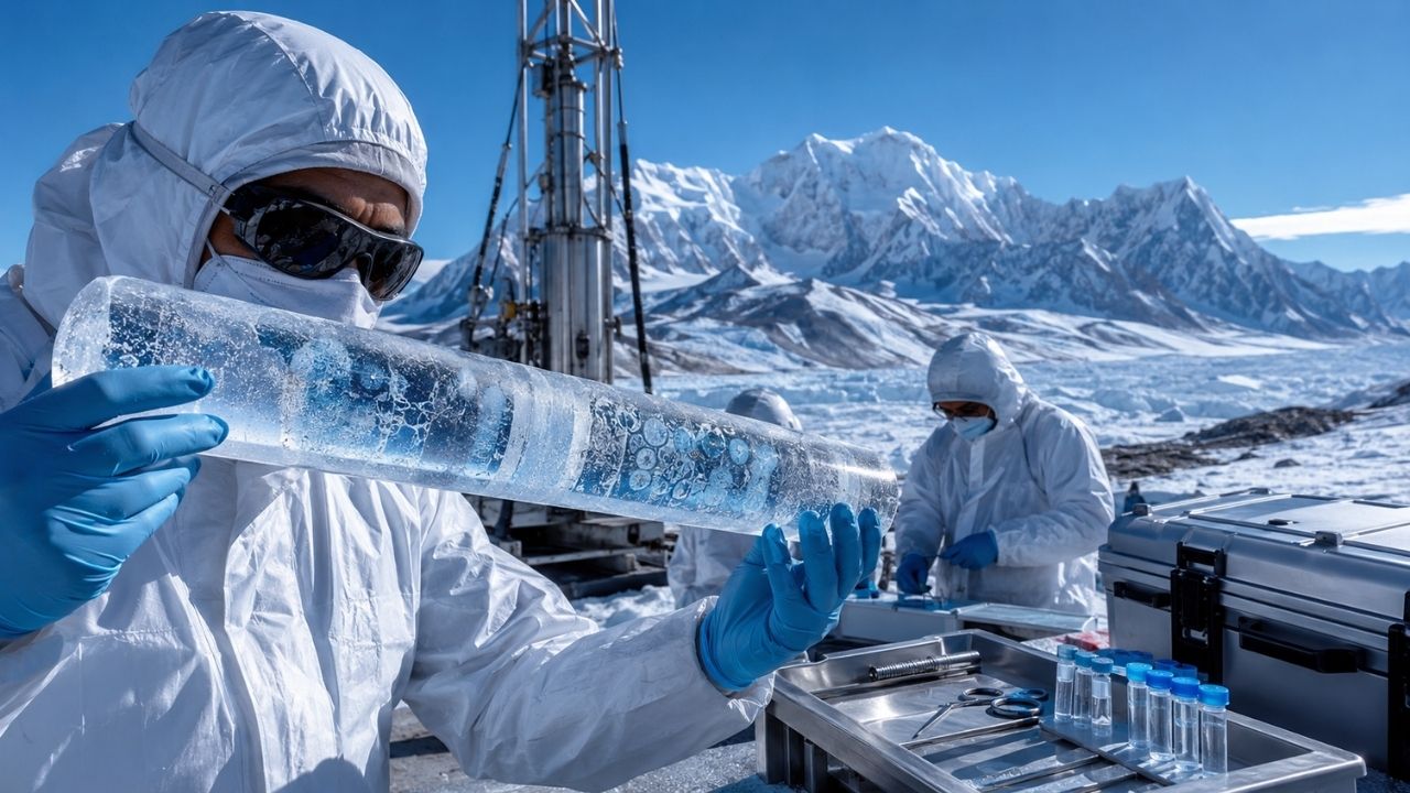 Estudo de vírus congelados no Planalto Tibetano revela vestígios genéticos; método ultralimpo pode apoiar futuras buscas em Marte.