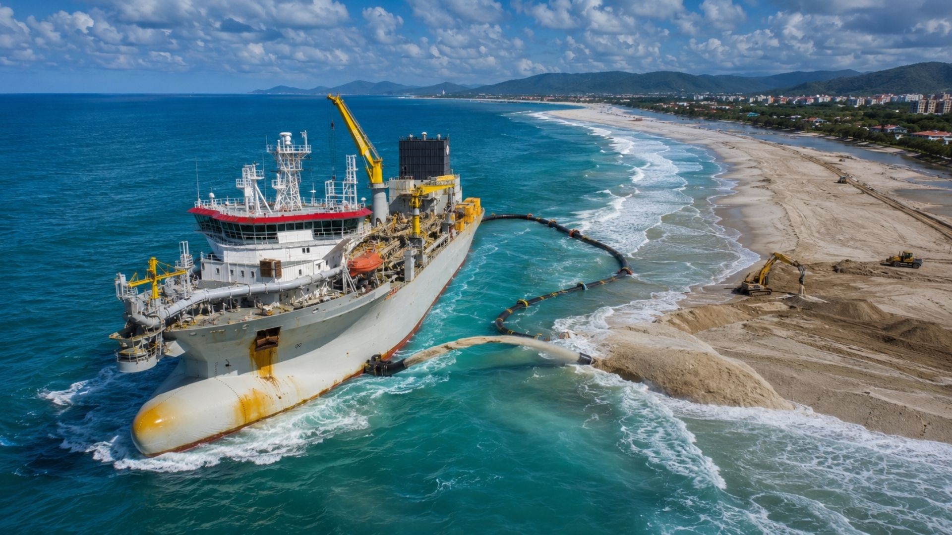 Como opera a draga gigante de origem chinesa que marca presença em obras de alargamento de SC