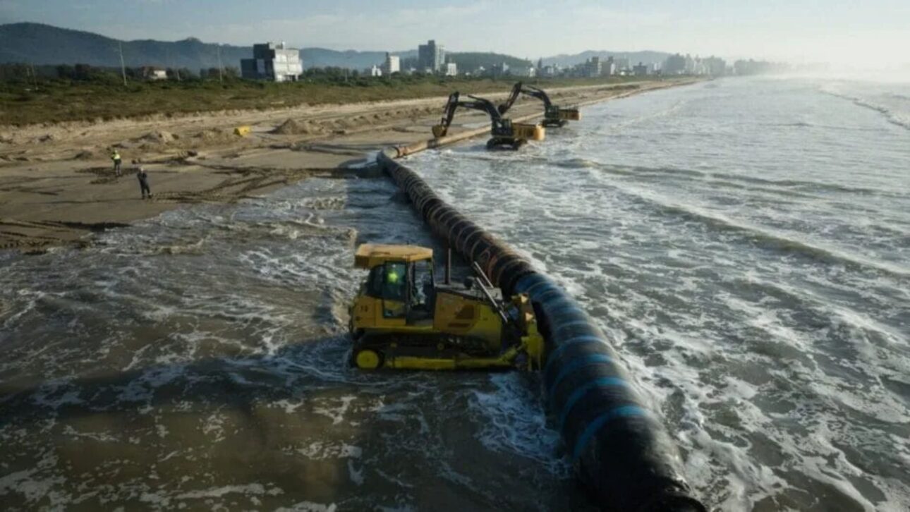 Gravatá Beach receives mega widening project that will transform the sand strip (Photo: Rodrigo Ramos, City Hall of Navegantes)