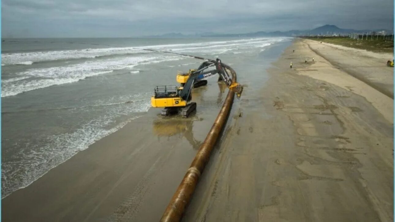 Gravatá Beach receives mega widening project that will transform the sand strip (Photo: Rodrigo Ramos, Prefeitura de Navegantes)