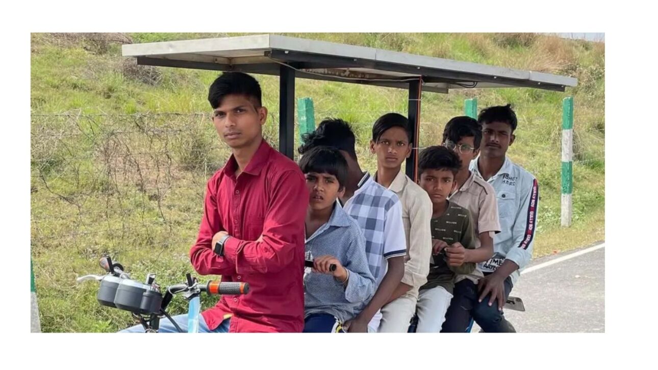 Asad Abdullah, from Uttar Pradesh, built a solar-powered vehicle with seven seats using recycled materials. Photograph: (Instagram @asadabdullah62)