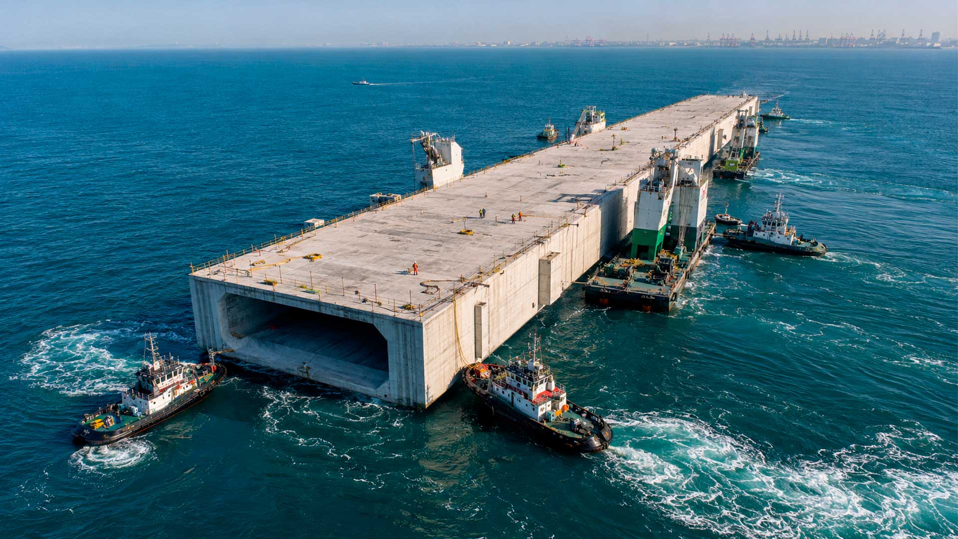 Coreia do Sul usou 18 módulos de concreto imerso para construir o túnel rodoviário submarino entre Busan e Geoje a quase 50 metros de profundidade