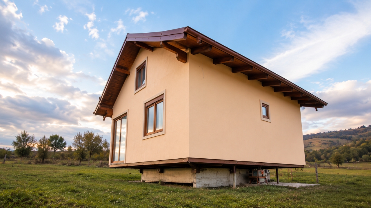 Casa giratória construída por Vojin Kusic, na Bósnia, que levou seis anos para ser finalizada, gira sobre um eixo de 7 metros e pode completar uma volta em 24 horas ou em apenas 22 segundos.