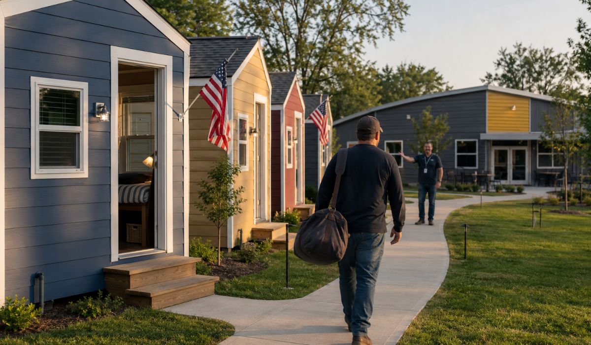 Projeto em Milwaukee cria 40 pequenas casas para veteranos sem moradia, com apoio da VCP, moradia temporária gratuita. (Imagem: Ilustrativa)