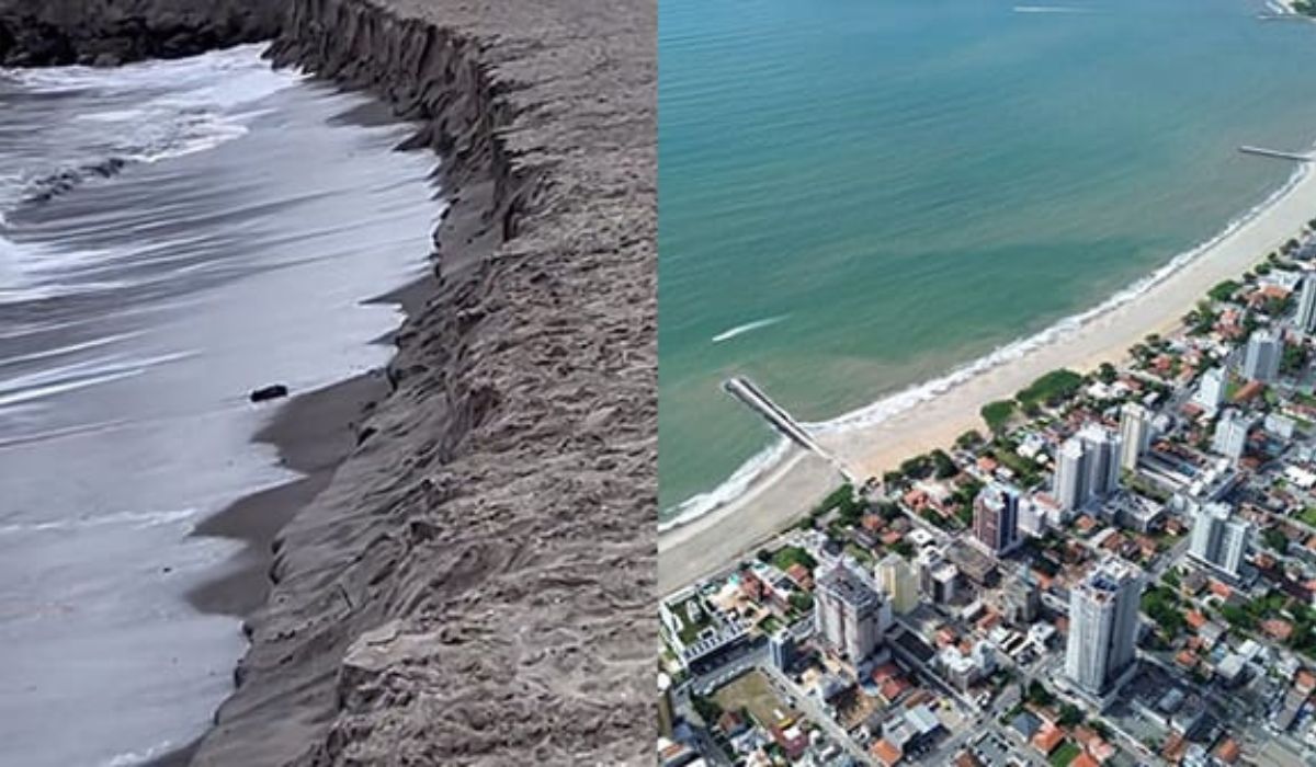 Piçarras sinks for the fourth time after nourishment. (Image: Reproduction/José Santos/Prefeitura de Piçarras)