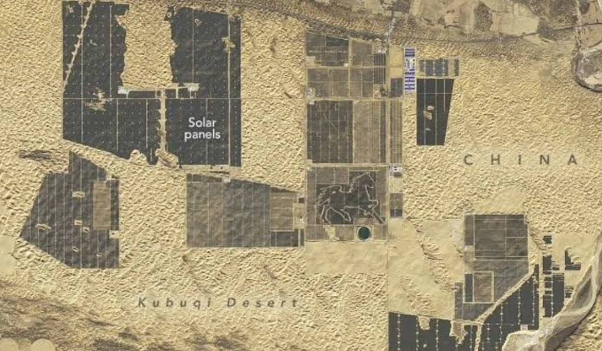 Estendendo-se pelo outrora árido Deserto de Kubuqi, estas usinas solares visam gerar energia suficiente para milhões de pessoas, ao mesmo tempo em que combatem a desertificação.