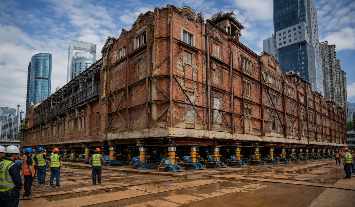 Xangai usou 432 robôs para mover o complexo histórico Huayanli, de 7.500 toneladas, durante obra subterrânea em Zhangyuan. (Imagem: Ilustrativa)