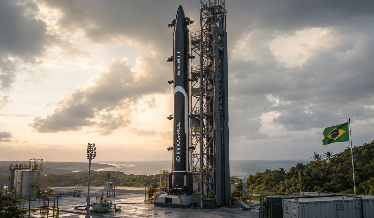 Brasil confirma teste do foguete SEBIT em Alcântara em 2026, em acordo da ALADA com a sul-coreana INNOSPACE para missão suborbital no Maranhão. (Imagem: Ilustrativa)