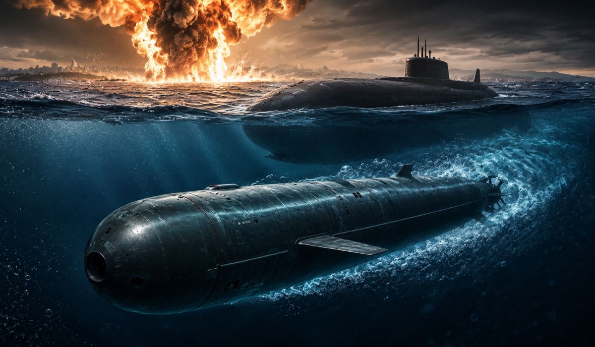 Poseidon russo mistura torpedo, drone submarino e propulsão nuclear em arma que amplia debate sobre tecnologia militar e corrida nuclear. (Imagem: Ilustrativa)