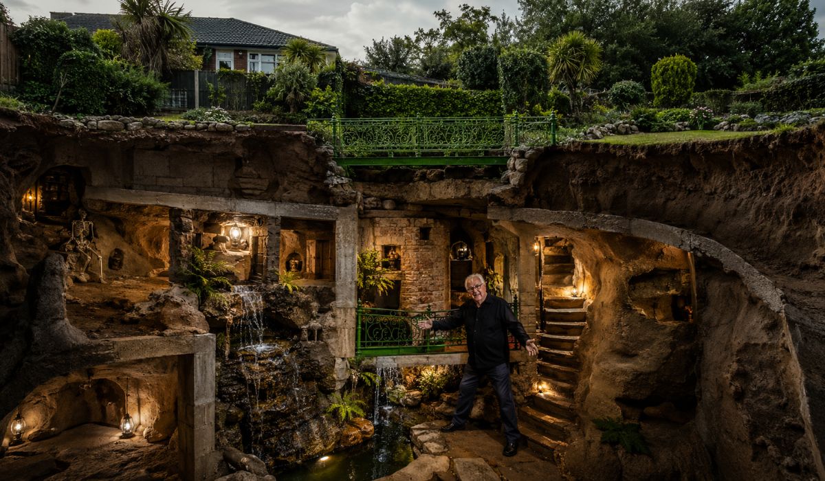 Idoso cavou por 30 anos um labirinto sob o quintal, com cavernas sustentadas por cálculos da esposa em terreno de areia. (Imagem: Ilustrativa)