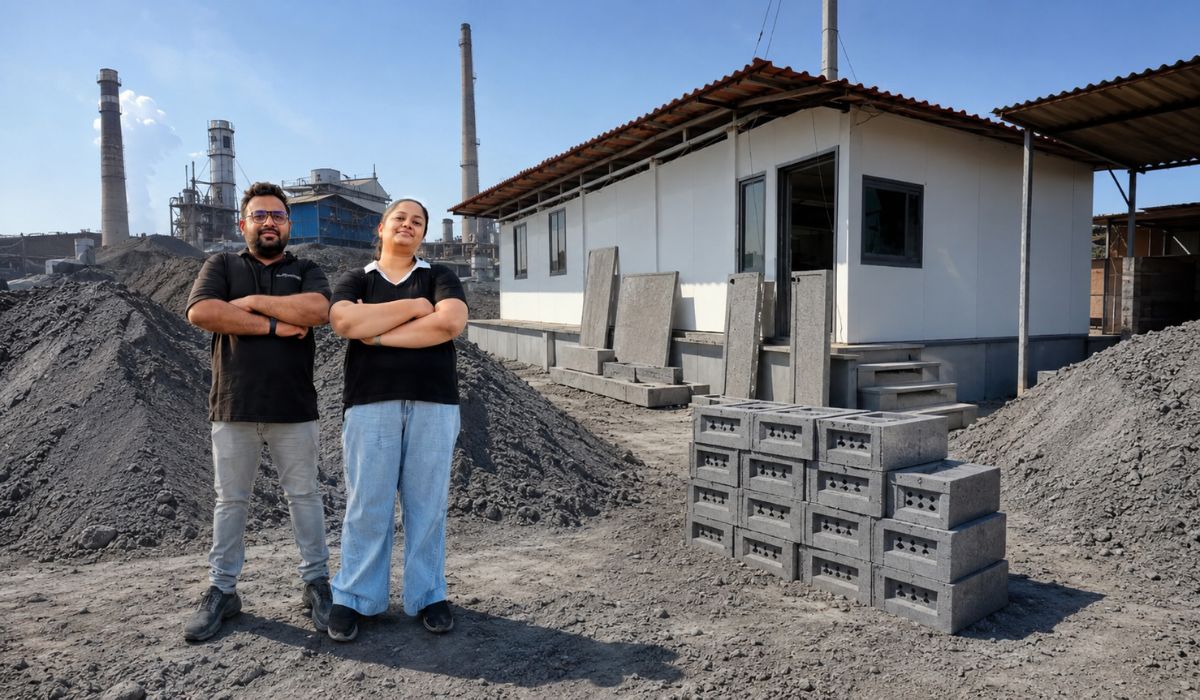 Startup indiana transforma cinzas e lodo de sílica em blocos sem cimento e monta casas mais frescas em até 30 dias, reduzindo resíduos. (Imagem: Ilustrativa)